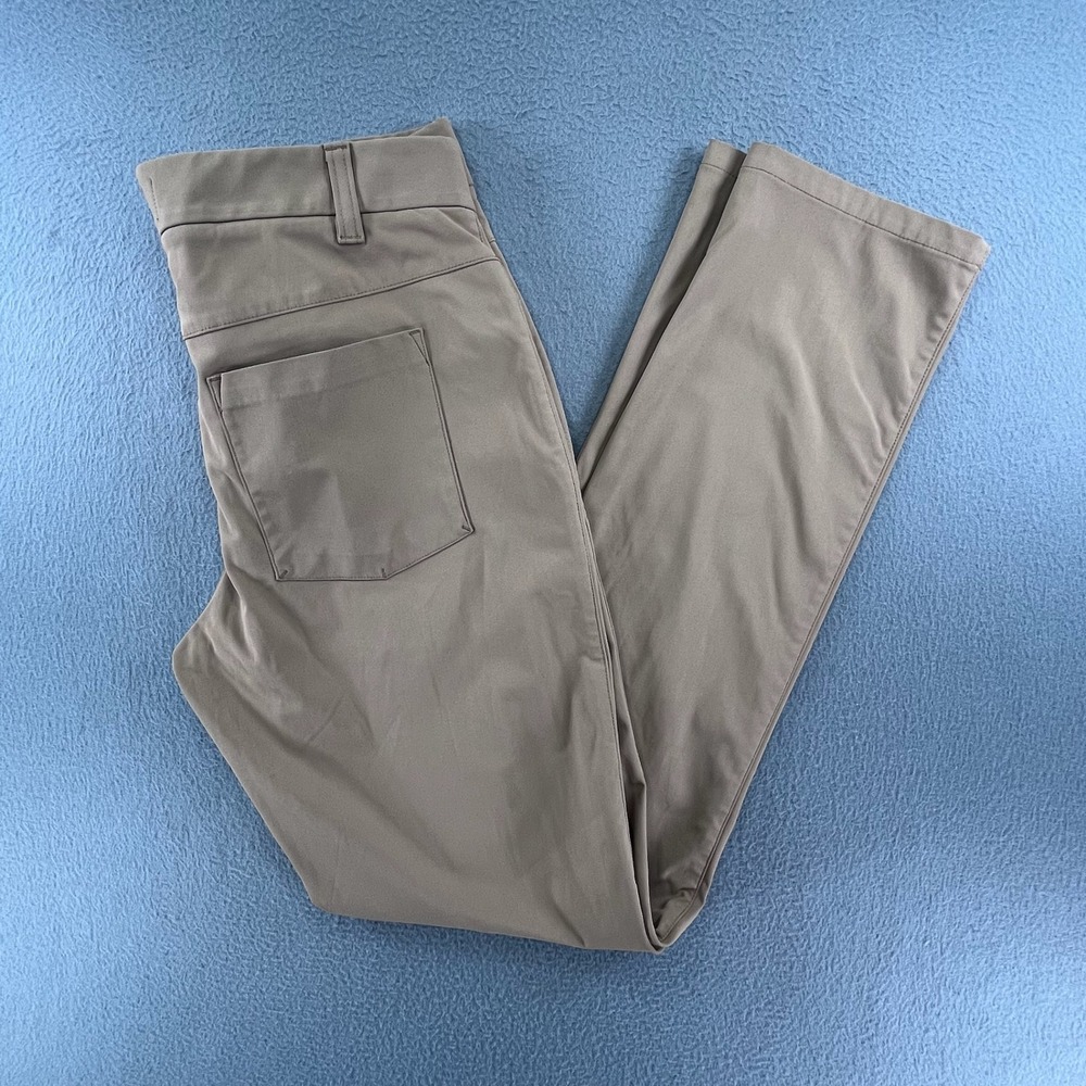 FLX Men Pants Recycled Polyester Tan 30x32 Slim Fit Performance Chino Commuter